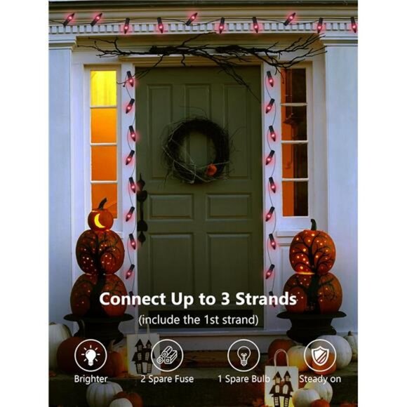 25Ft Halloween Dark Purple String Lights, C9 Black Purple String Lights - Picture 5 of 8